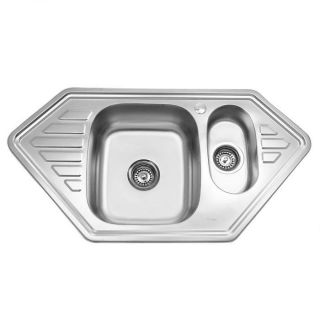 Мойка для кухни двойная врезная из нержавеющей стали SINKLIGHT N 9550С 0.8/180 1.5P глянец