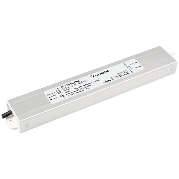 фото Блок питания arpv-12060-slim-b (12v, 5.0a, 60w) (arl, ip67 металл) arlight