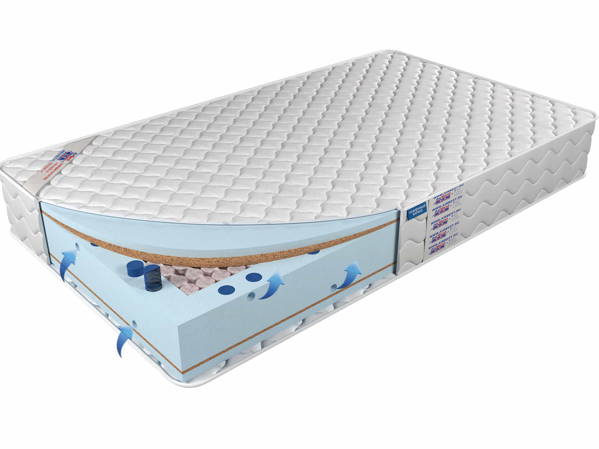 

Матрас Airbest Plum s1000 220x220x24, Белый, Матрас Airbest Plum s1000