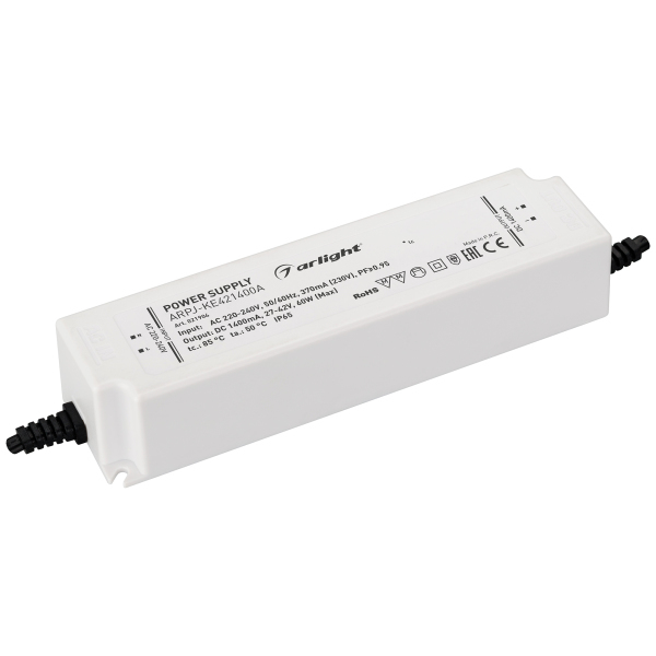 

Блок питания ARPJ-KE421400A (60W, 1400mA, PFC) (ARL, IP65 Пластик) Arlight, Белый