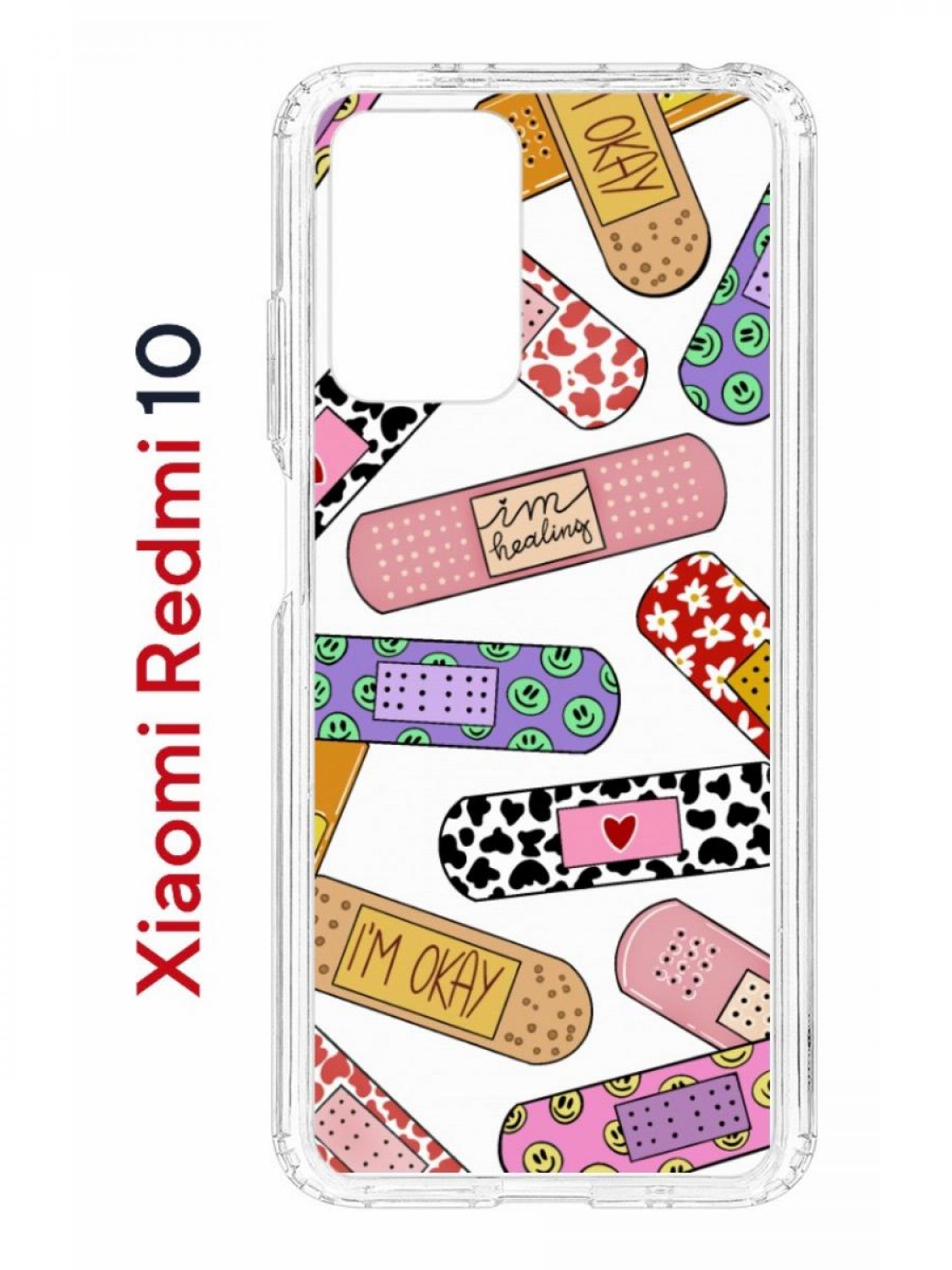 Чехол на Xiaomi Redmi 10/10 Prime Kruche Print Милые пластыри,противоударный бампер