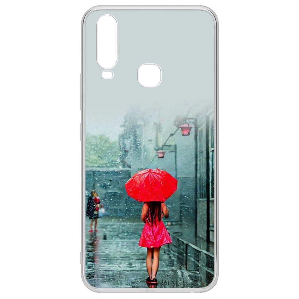 

Чехол-накладка Krutoff Clear Case Красный зонтик для Vivo Y11, Прозрачный