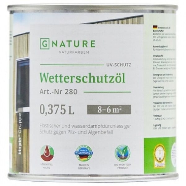 

GNature 280, Wetterschutzol Защитное атмосферостойкое масло для фасада с УФ фильтром, Прозрачный