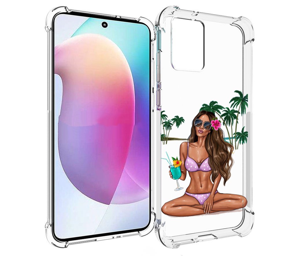 

Чехол MyPads Гавайская-девушка женский для Motorola Edge 30 Neo, Прозрачный, Tocco