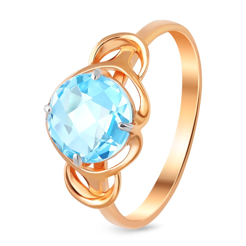 

Кольцо женское из красного золота с топазом 585Gold 201011932, р. 18, 201011932