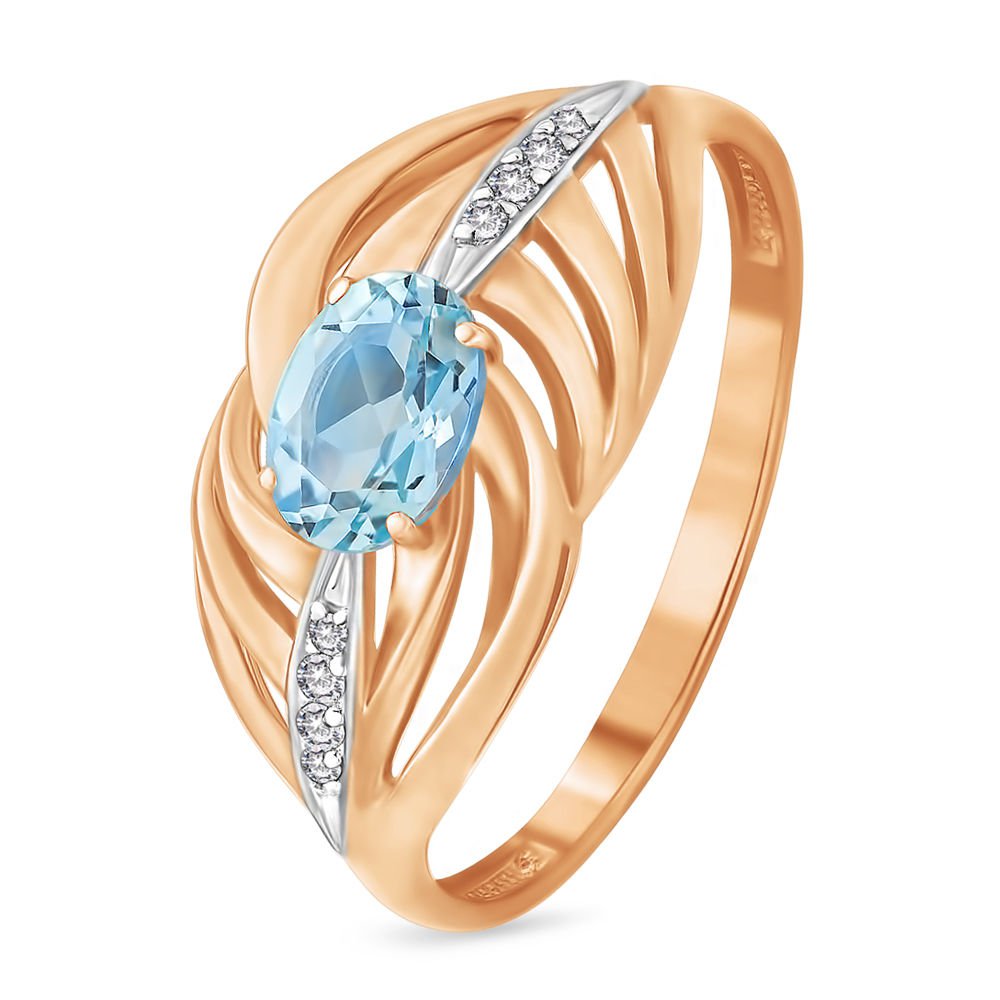 

Кольцо женское из красного золота с топазом 585Gold 201007805, р, 201007805