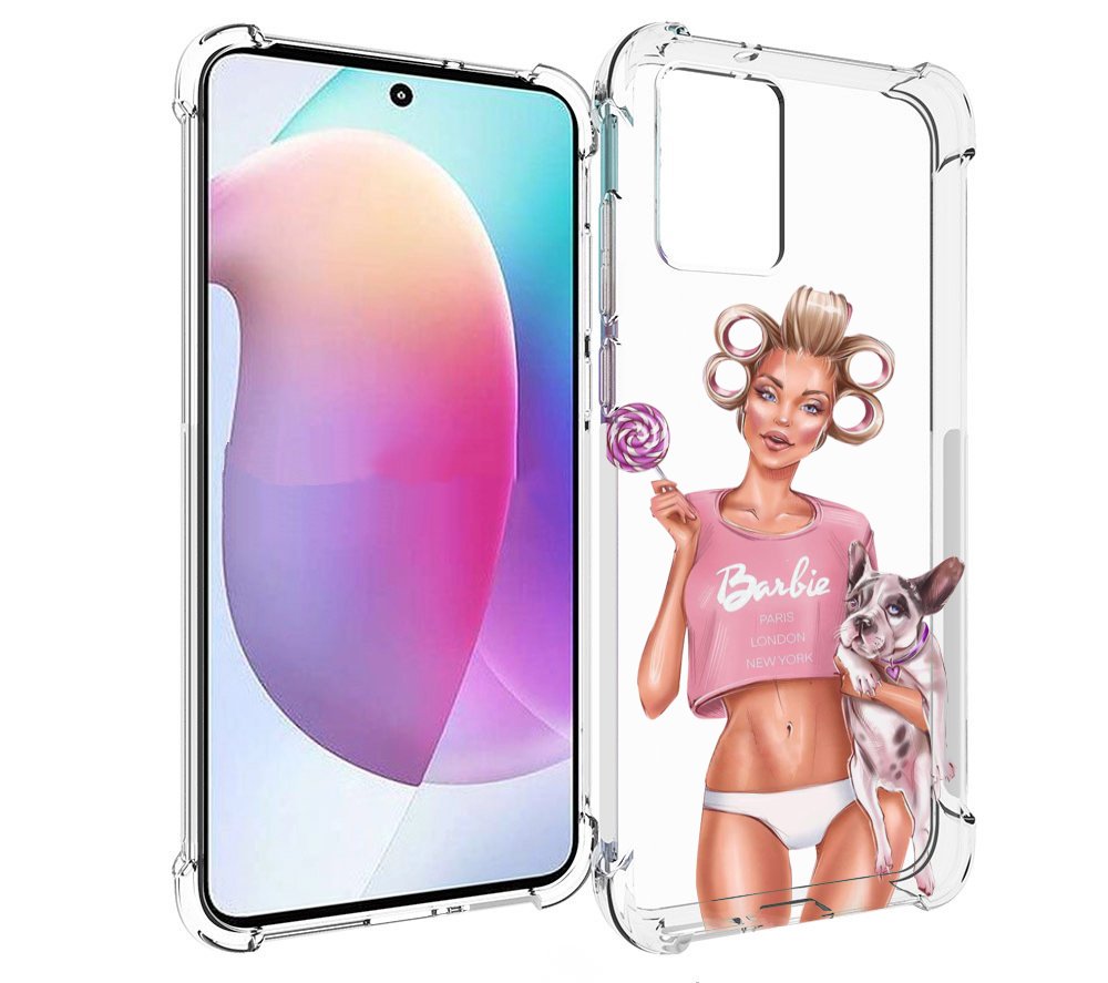 

Чехол MyPads Барби-с-собачкой женский для Motorola Edge 30 Neo, Прозрачный, Tocco