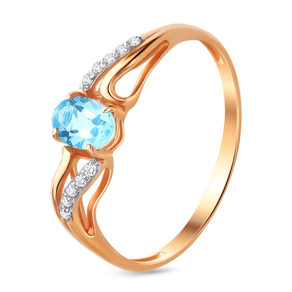 

Кольцо женское из красного золота с топазом 585Gold 201007744, р, 201007744
