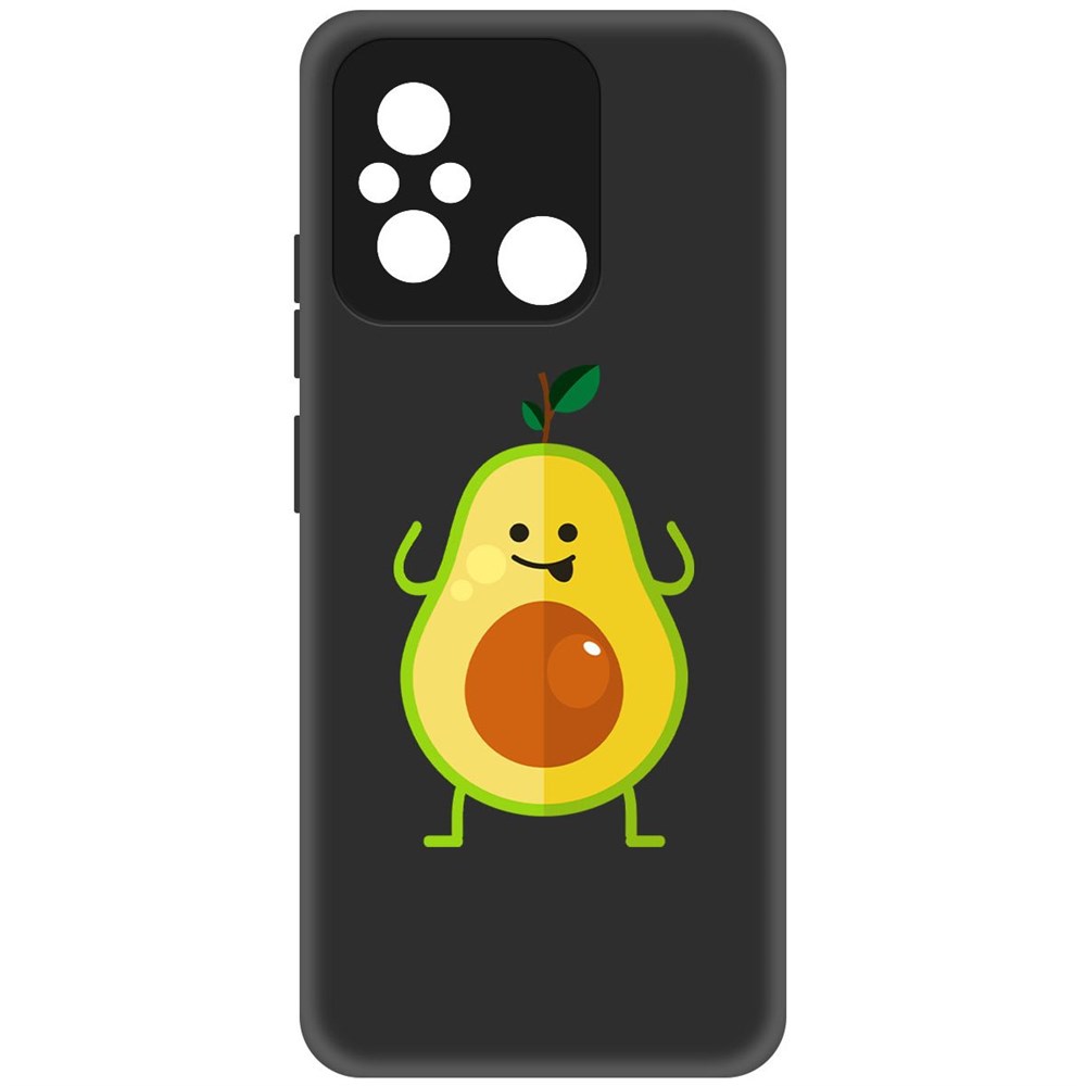 

Чехол-накладка Софт Авокадо Веселый для Xiaomi Redmi 12C, Черный
