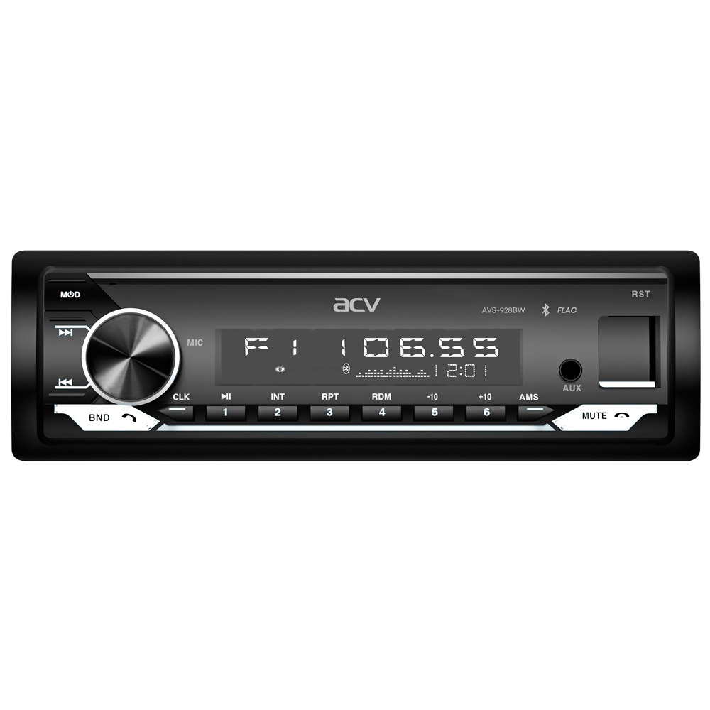 фото Автомагнитола 1din белая bluetooth, usb, aux, sd, fm - acv avs-928bw