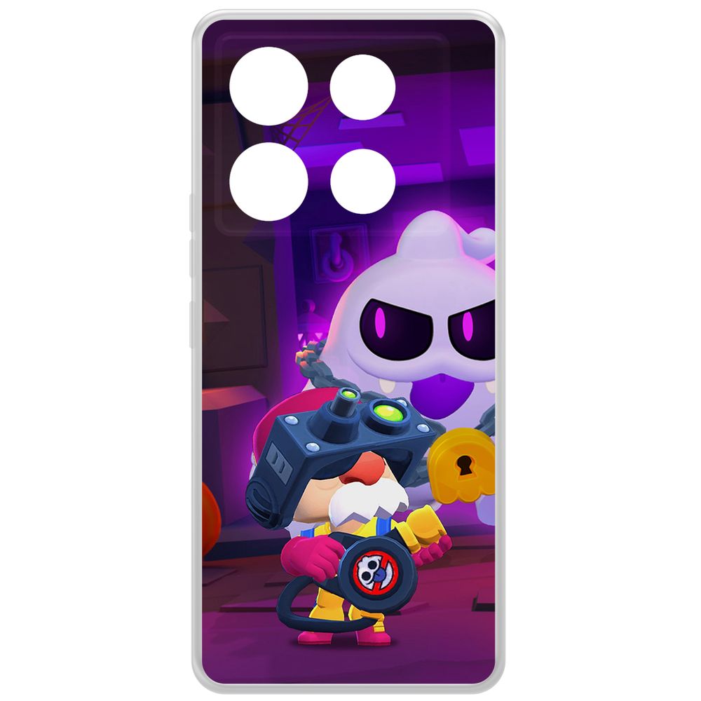 

Чехол-накладка Clear Case Brawl Stars-Охотник за Скуиками Гэйл для INFINIX Note 40 Pro 5G, Прозрачный