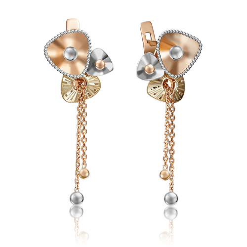 

Серьги из комбинированного золота PLATINA jewelry 02-4115-00-000-1140-48, 02-4115-00-000-1140-48