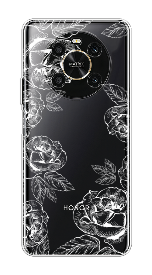 

Чехол на Honor X9 4G "Розы графика", Черный;серый, 6108150-2