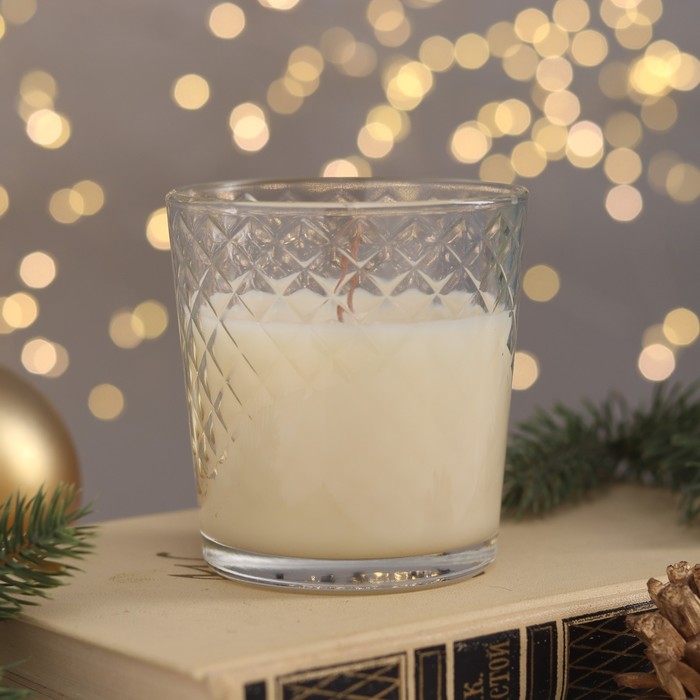 фото Свеча ароматическая в стакане "новогодний снег", время горения 30 ч русская свечная мануфактура