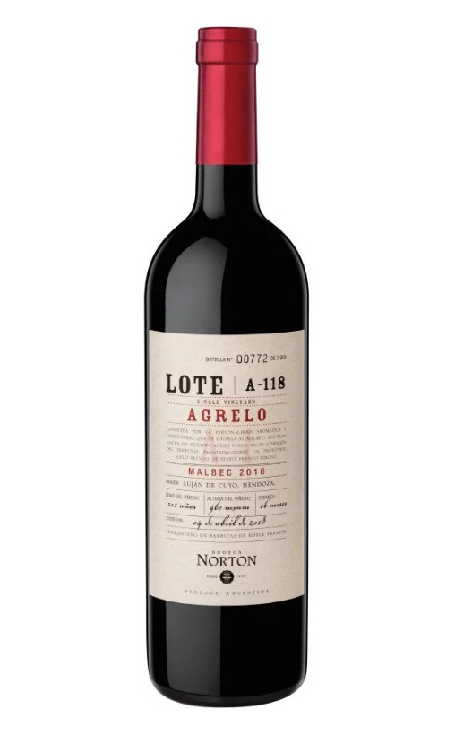 

Вино сухое красное Bodega Norton Lote Agrelo A-118 2018, Аргентина, 0.75 л