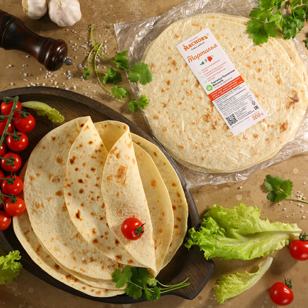 Лепешка МясновЪ ПЕКАРНЯ Тортилья пшеничная 300 г