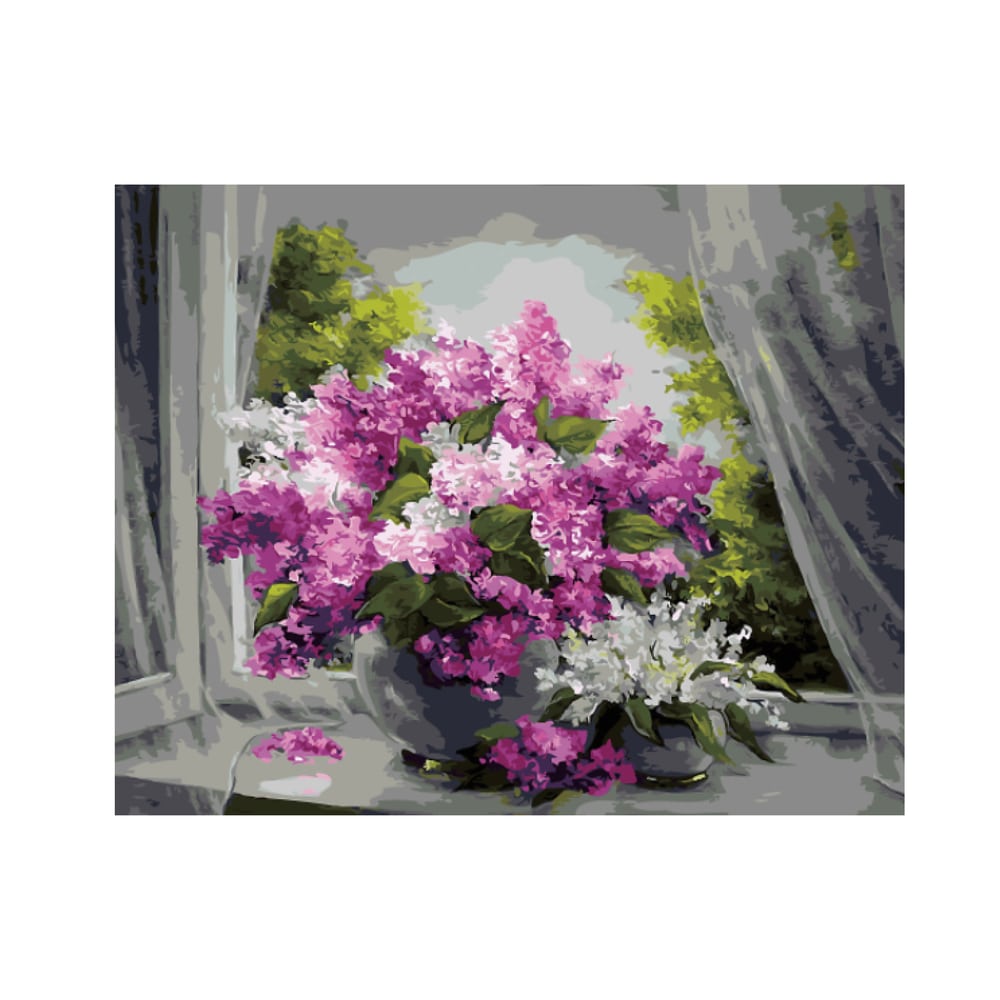 

Картина по номерам красками, 40*50 см, GX2580 Сирень на окне, Красками