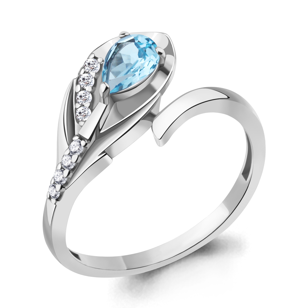 

Кольцо из серебра с топазом\фианитом Aquamarine Aquamarine 6972605А_925_р р. 17, 6972605А_925_р