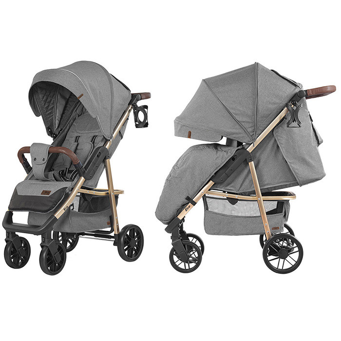 

Коляска прогулочная BABY TILLY Eco T-166 золотая рама Serious Grey