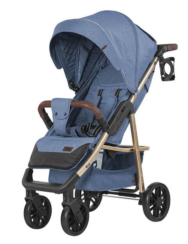 

Коляска прогулочная BABY TILLY Eco T-166 золотая рама Azure Blue