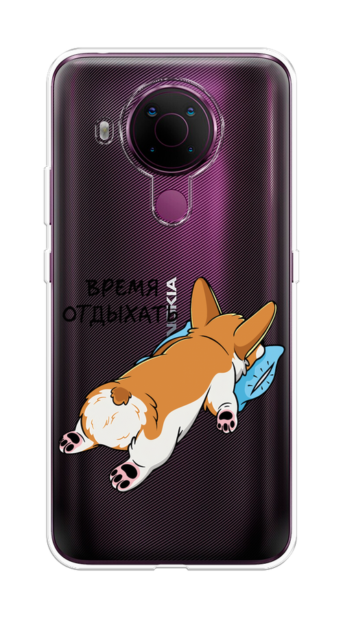 

Чехол на Nokia 5.4 "Корги отдыхает", Черный;коричневый;голубой, 123650-1