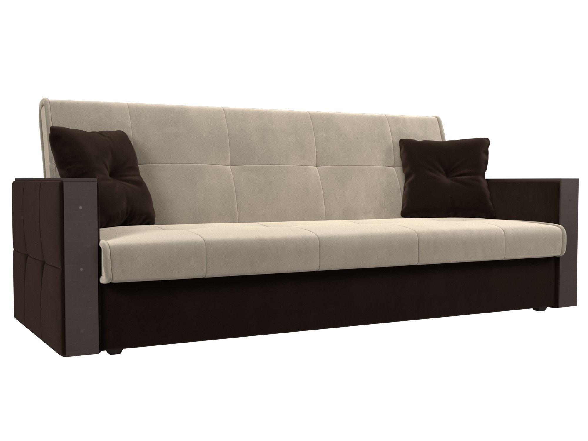 

Прямой диван-книжка Лига Диванов Валенсия Бежевый/Коричневый (микровельвет), Валенсия