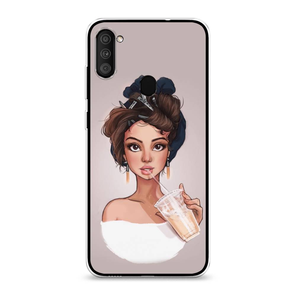 

Чехол на Samsung Galaxy A11 "Девушка с фраппе", Серый, 2100150-6
