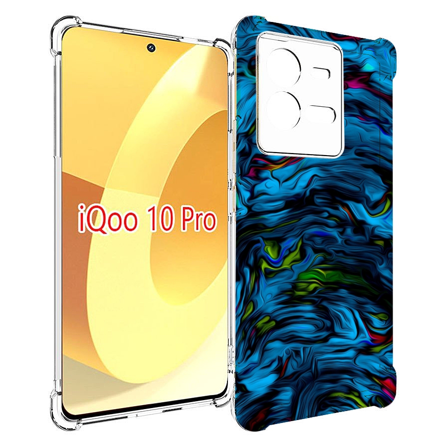 

Чехол MyPads голубая краска в темноте для Vivo iQOO 10 Pro, Прозрачный, Tocco