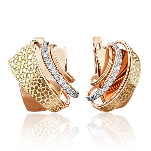 

Серьги из красного золота/желтого золота с фианитом PLATINA jewelry 02-3929-00-401-1113-59, 02-3929-00-401-1113-59