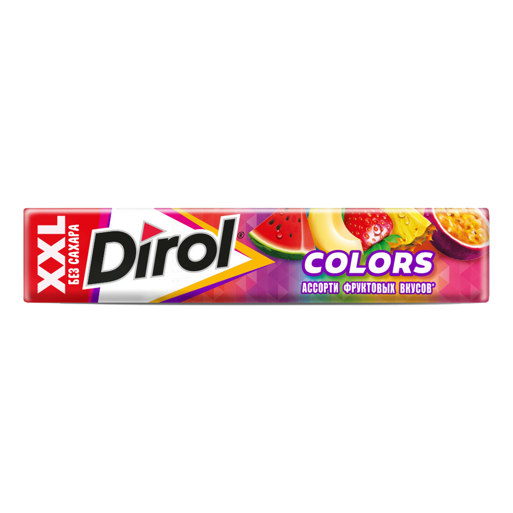 Жевательная резинка Dirol Colors XXL Ассорти фруктовых вкусов 19 г