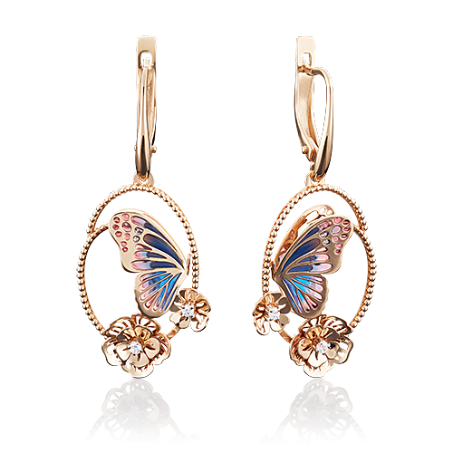 

Серьги из красного золота с фианитом/эмалью PLATINA jewelry 02-3902-00-401-1110-59, 02-3902-00-401-1110-59