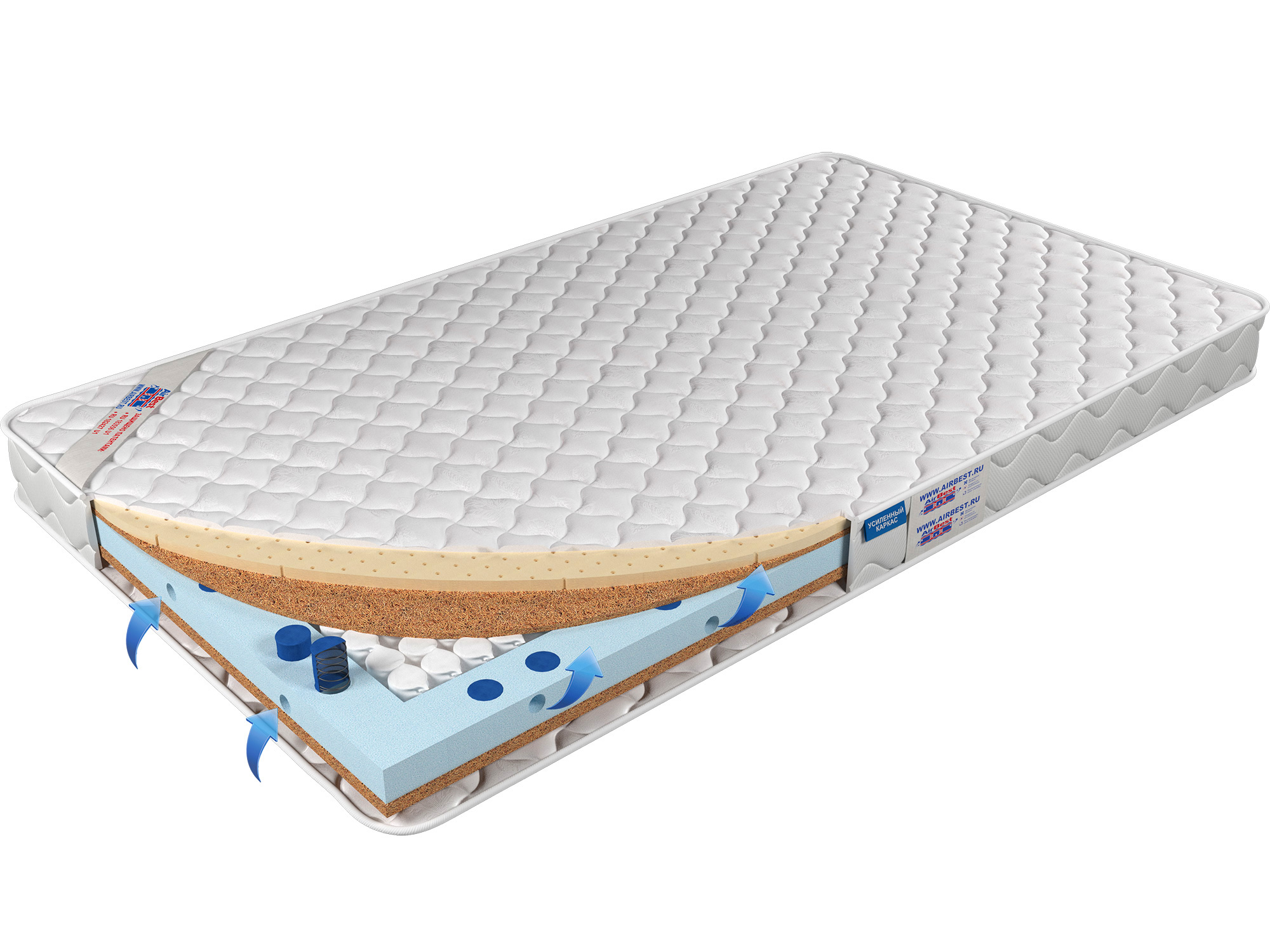 

Матрас Airbest Lucky s1000 110x190x11, Белый, Матрас Airbest Lucky s1000