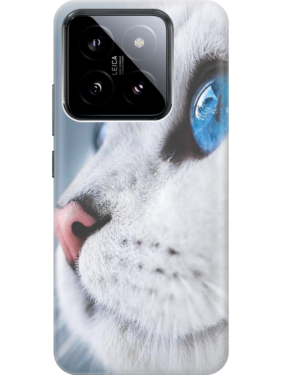 

Силиконовый чехол на Xiaomi 14 с рисунком "Кошачий взгляд", Белый;голубой, 20012082