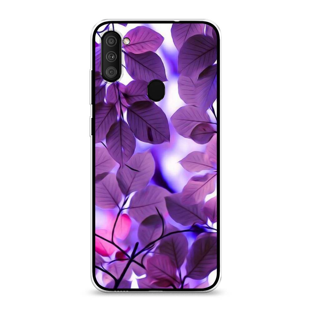 

Чехол на Samsung Galaxy A11/M11 "Сиреневые листики", Фиолетовый;голубой, 2100150-2