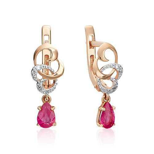 

Серьги из красного золота с рубином/бриллиантом PLATINA jewelry 02-0891-00-107-1110-30, 02-0891-00-107-1110-30