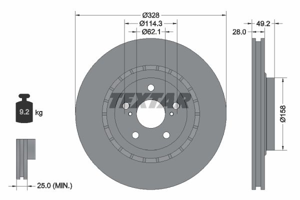 

Тормозный колодки Textar передний с покрытием Pro 92259403