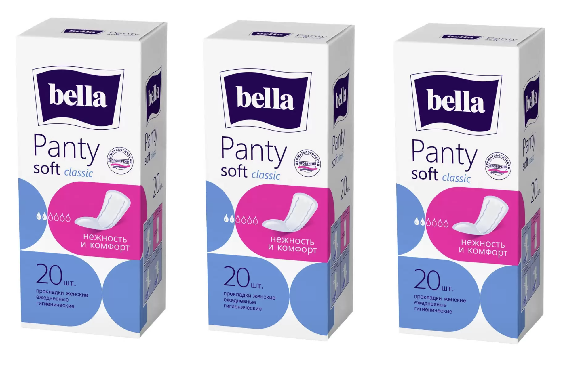 

Прокладки ежедневные Bella Panty Soft Classic, 20 шт х 3 упаковки