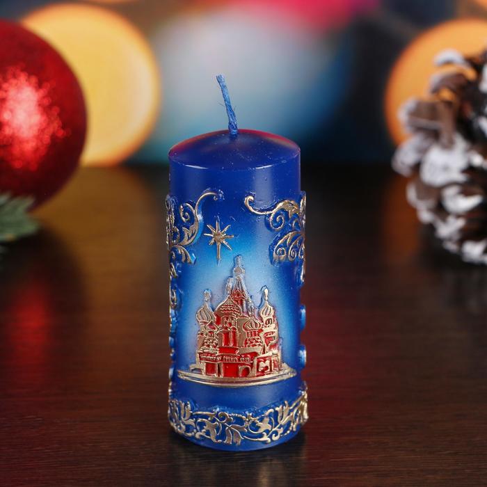 

Свеча - цилиндр "С Храмом, резной", 4,3х4,3х9,5 см