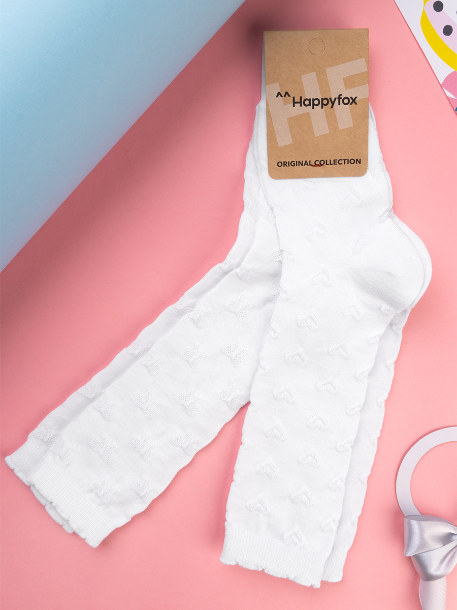 

Гольфы детские Happy Fox HFGM7340, белый бантики сердечки, 35-38, HFGM7340