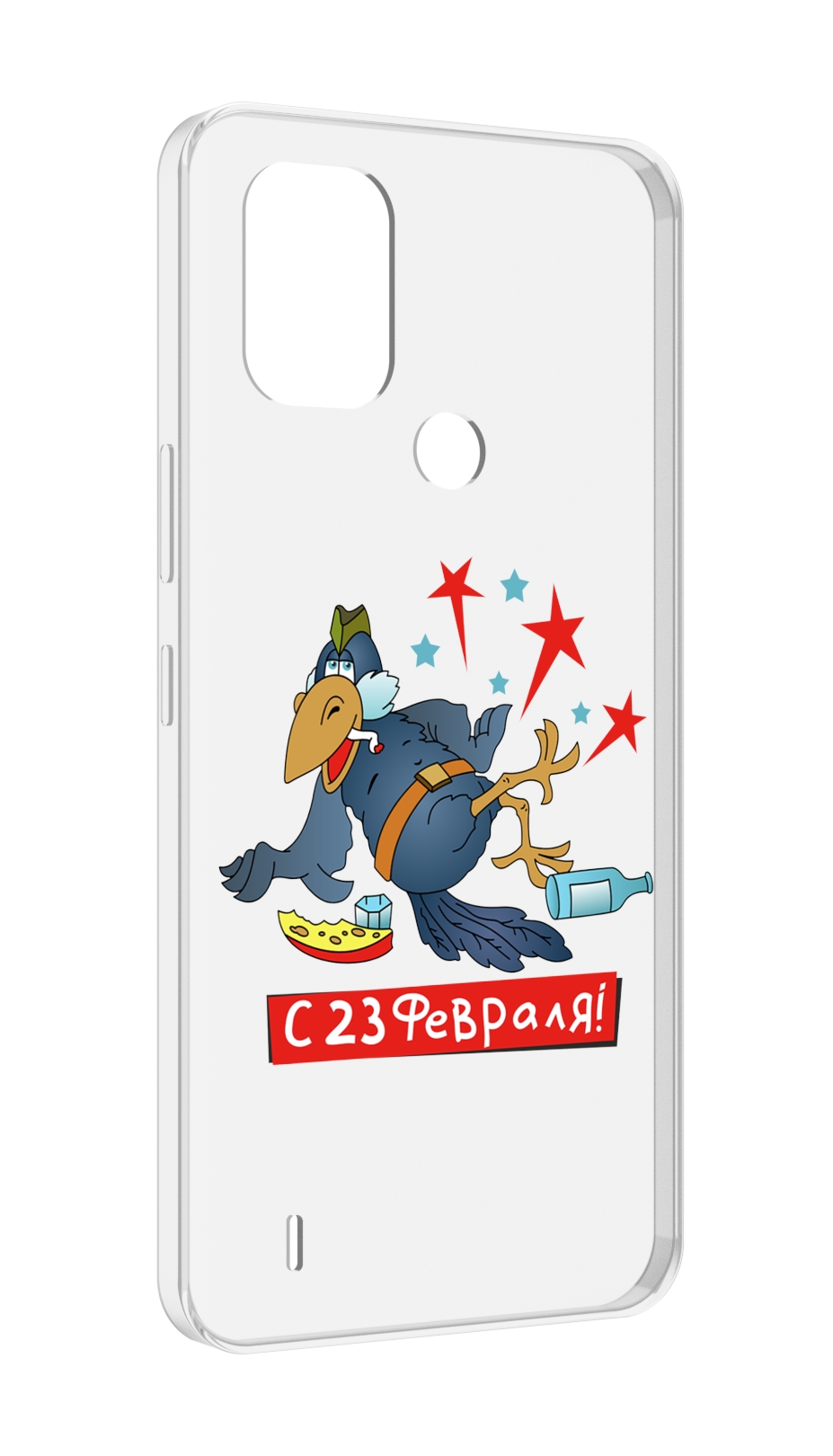 

Чехол MyPads 23 февраля веселая птица для Nokia C31, Прозрачный, Tocco