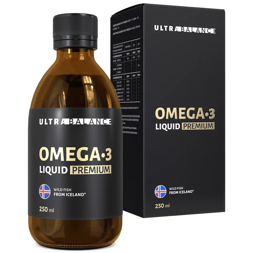 Омега 3 жидкий рыбий жир для детей и взрослых, UltraBalance Omega-3 Liquid Premium, 250 мл