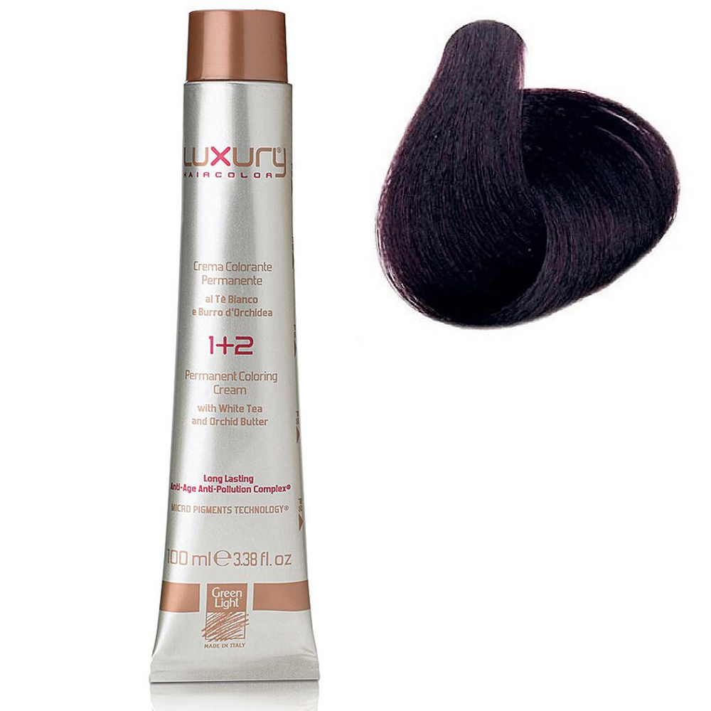 Стойкая крем-краска Темный фиолетовый каштан 2.2 Luxury Hair Color Darkest Irise Brown 2.2 baco color collection крем краска с гидролизатами шелка b3 20 3 20 темный фиолетовый каштан 100 мл фиолетовый