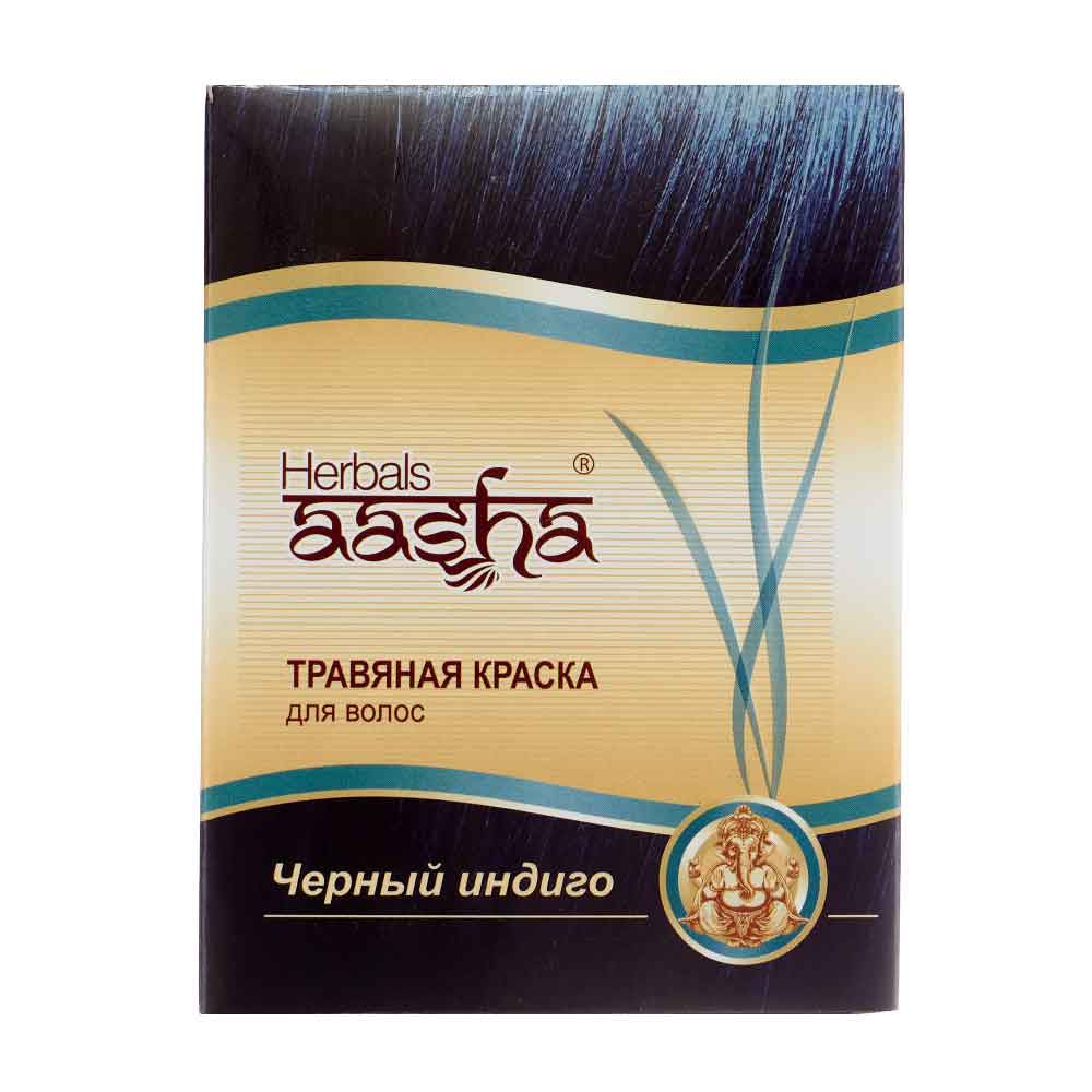 фото Краска для волос на основе хны черный индиго (hair dye) aasha ааша 60г aasha herbals