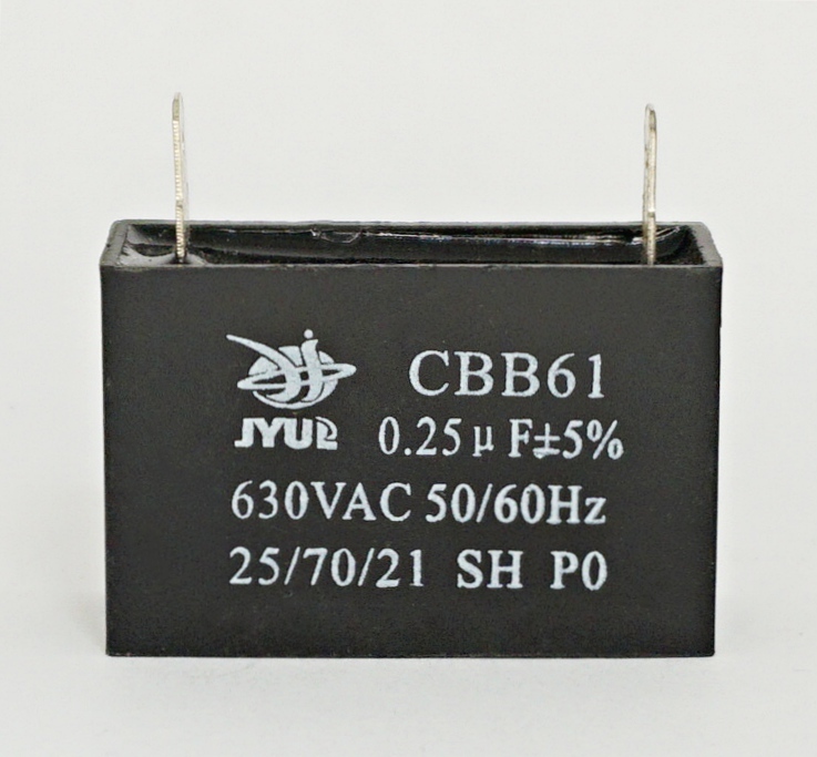 

0,25 мкф 630В 5% 37*15*25 с клеммами CBB-61 Конденсатор пусковой, 0,25мкФ/630В клем