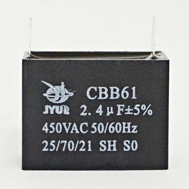 

2,4 мкф 450В 5% 38*17*28 с клеммами CBB-61 Конденсатор пусковой, 2,4мкФ/450В клем