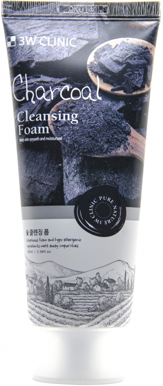 Пенка для проблемной кожи 3W Clinic с углем Charcoal Cleansing Foam