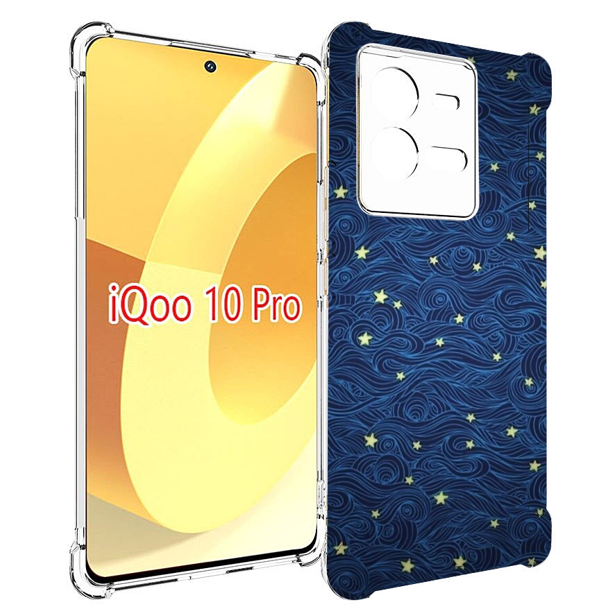 

Чехол MyPads волны с звездами акварель для Vivo iQOO 10 Pro, Прозрачный, Tocco