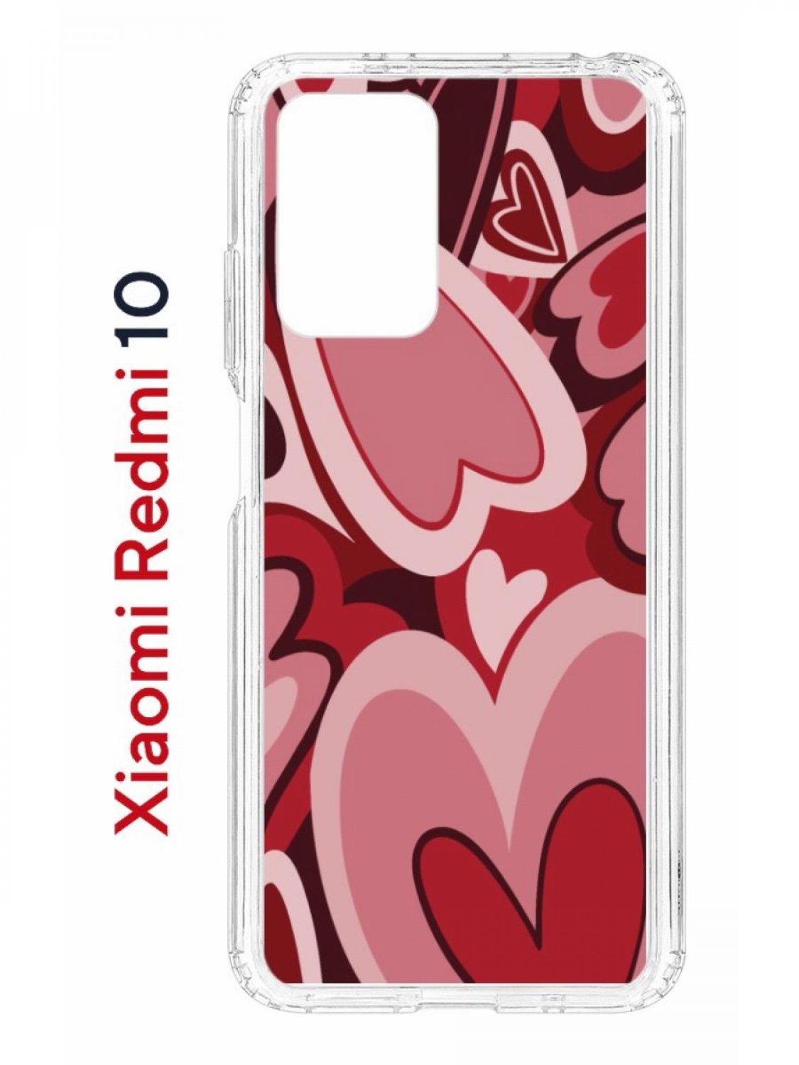Чехол на Xiaomi Redmi 10/10 Prime Kruche Print Сердечки,противоударный бампер с принтом