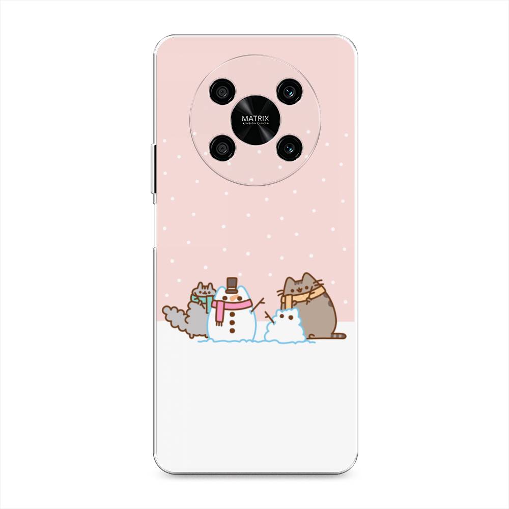 

Чехол на Honor X9 4G "Котики в снегу", Розовый;белый;серый, 6108150-5