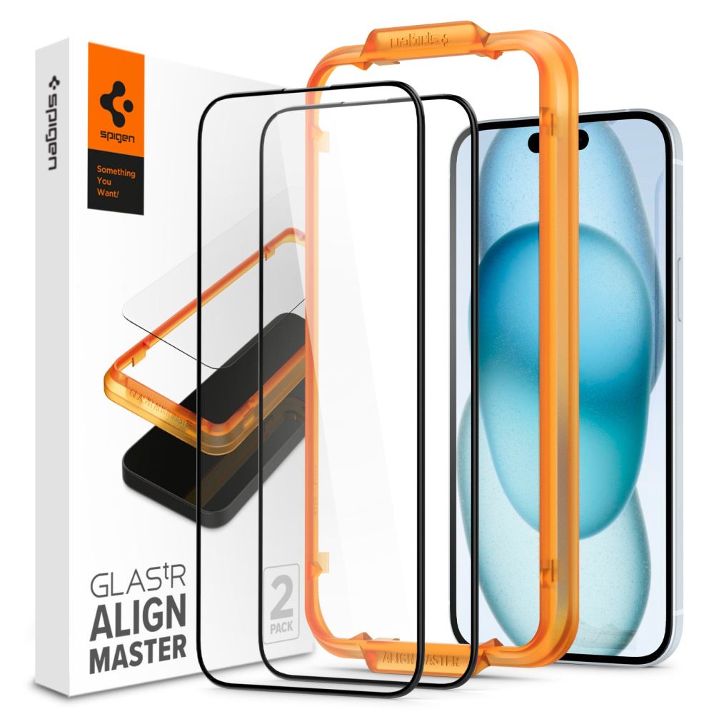 

Защитное стекло Spigen ALM, AGL06906, 2 штуки, для iPhone 15 Black, GLASALM15